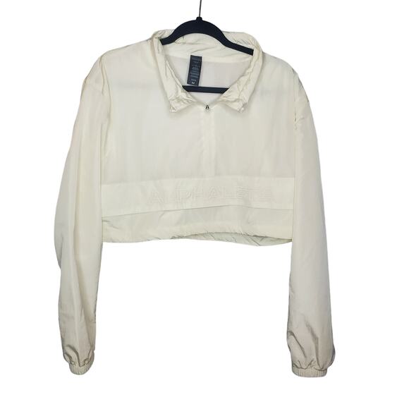 Alphalete Performance Endure Crop Jacket White Women's Size Medium Windbreaker - Picture 2 of 9